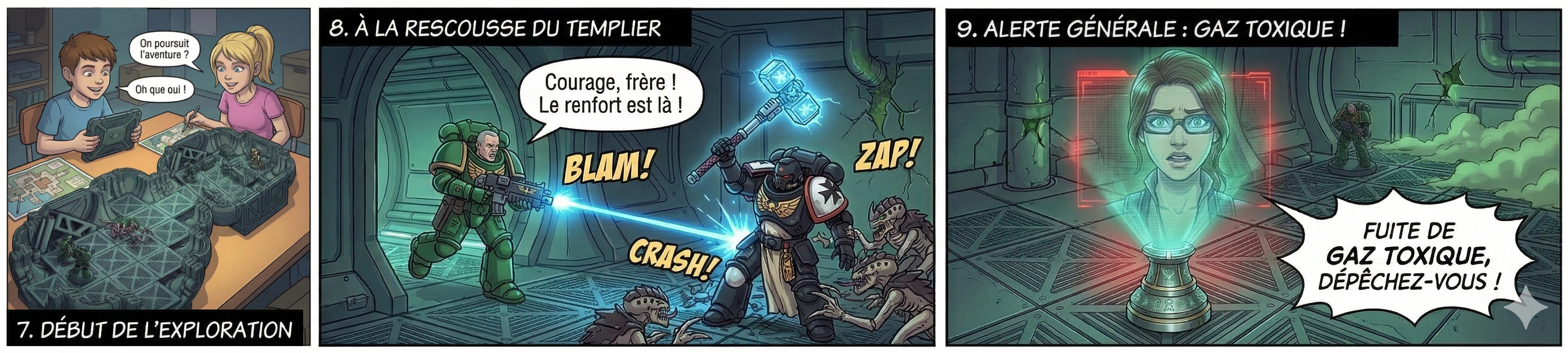 Comic strip — 3 steps of your first Tiny Expeditions coop session