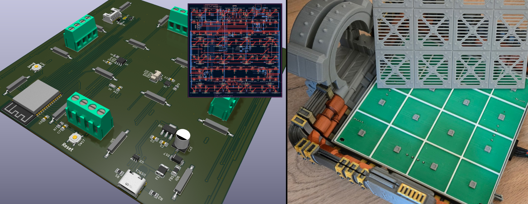 Tiny Expeditions PCB with 3D-printed dungeon scenery
