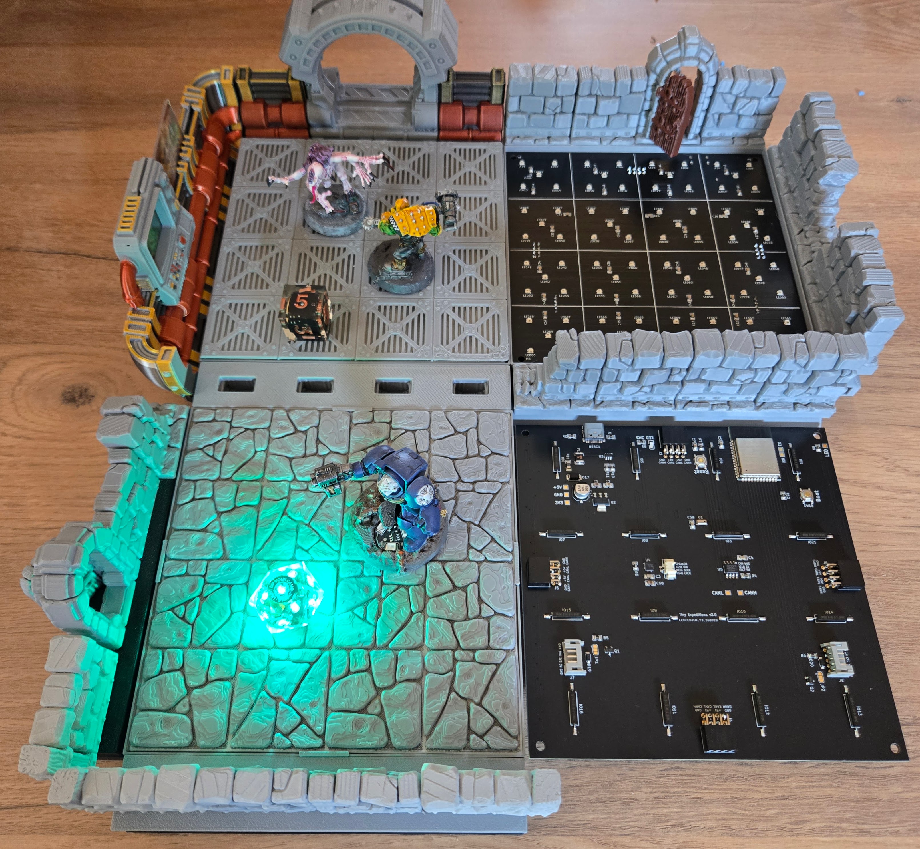 3D-printed terrain with PCB underneath